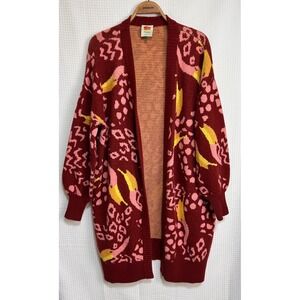 FARM Rio Women's size S Oversized Toucanissimo Long Cardigan Knit Sweater,